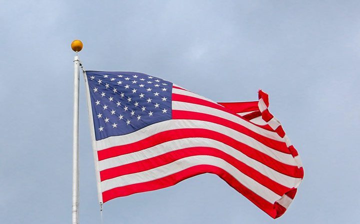 American flag flying on pole