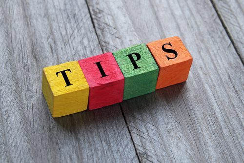 tips spelled out in colored blocks